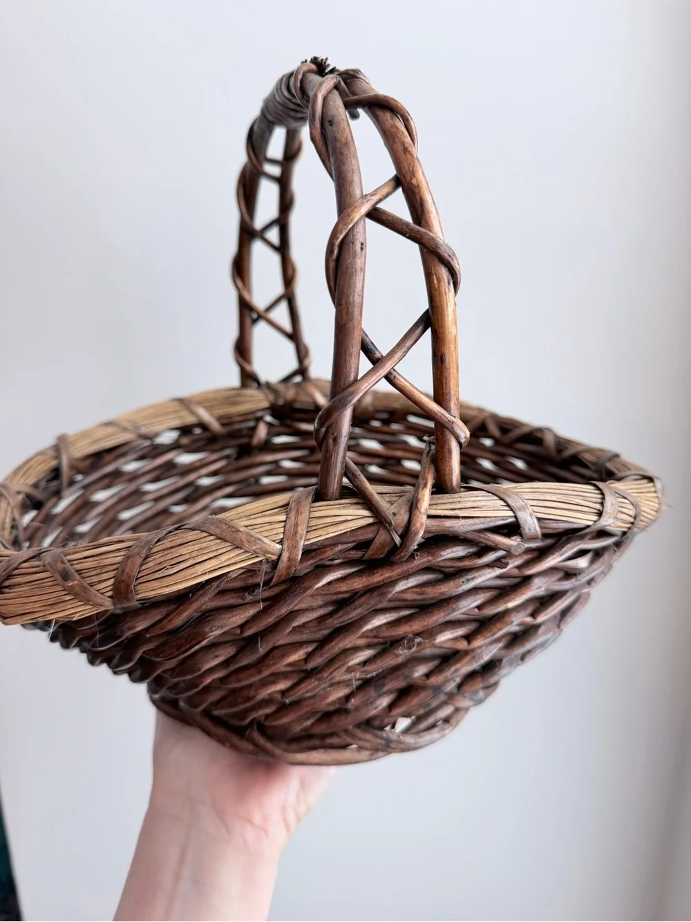 Rustic Brown Woven Handle Basket - Home Accents